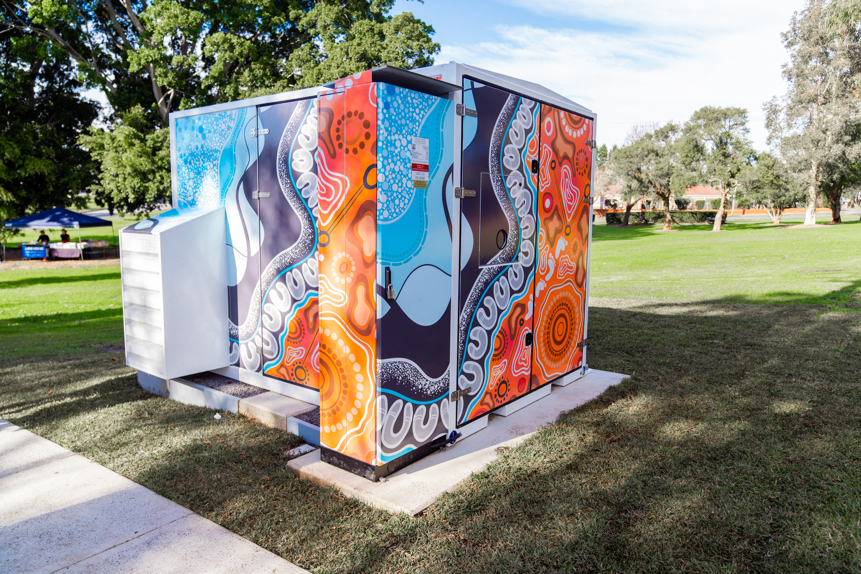 Ausgrid Community Battery Bexley - Wrap by First Nations artist Amanda Longbottom, titled On Country.
